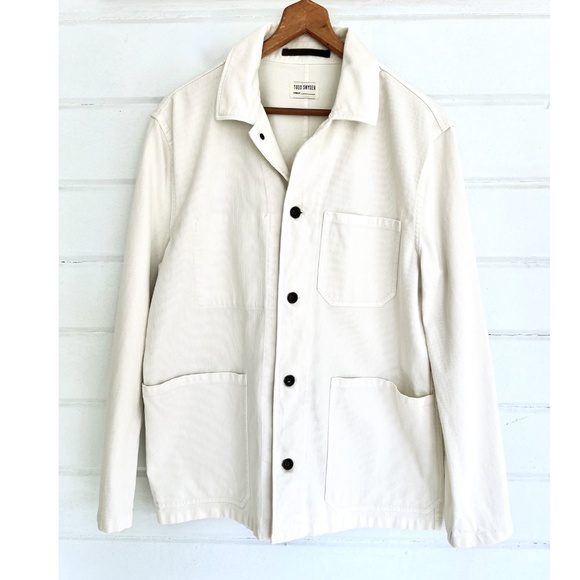 TODD SNYDER Off White Ribbed 100% Cotton Chore Jacket - M